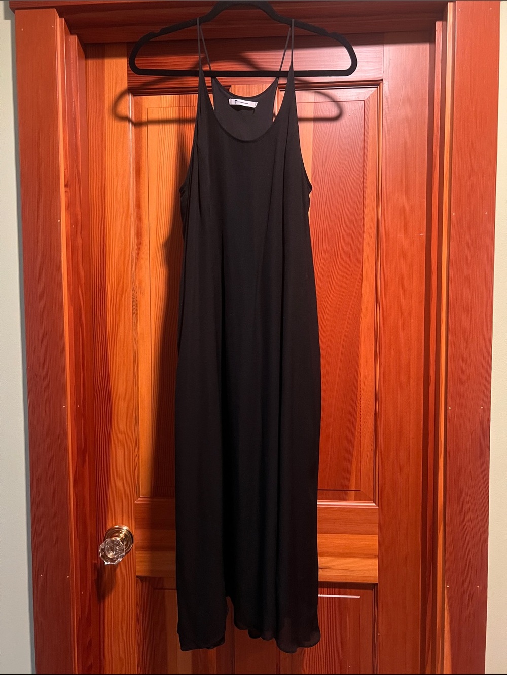 Black Silk Slip midi Dress -  Tank Style